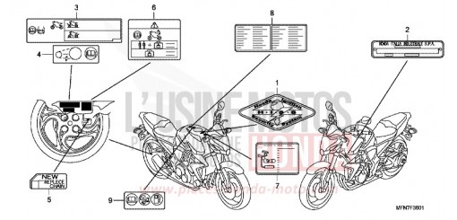 ETIQUETTE DE PRECAUTIONS (2) CB1000RC de 2012